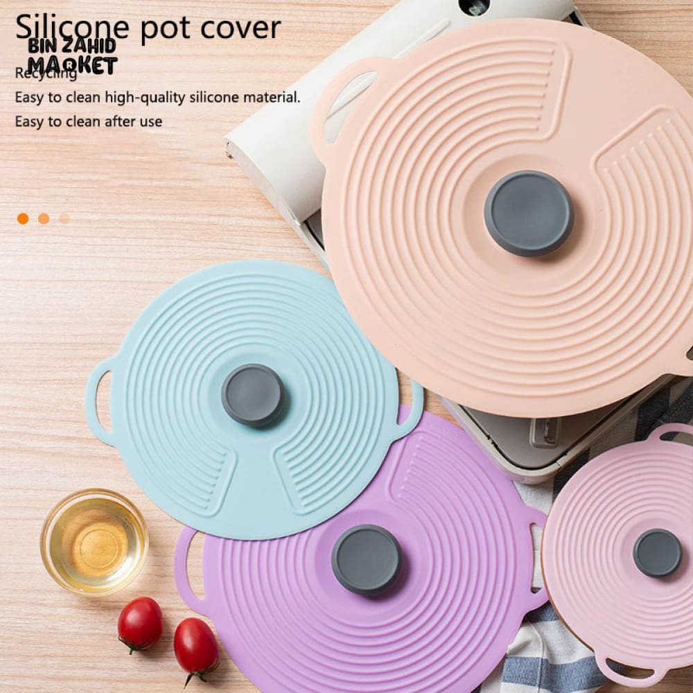 MULTI-SIZE REUSABLE SILICONE POT LID COVER SET – 5 PIECES FOOD FRESHNESS SEALING COVERS