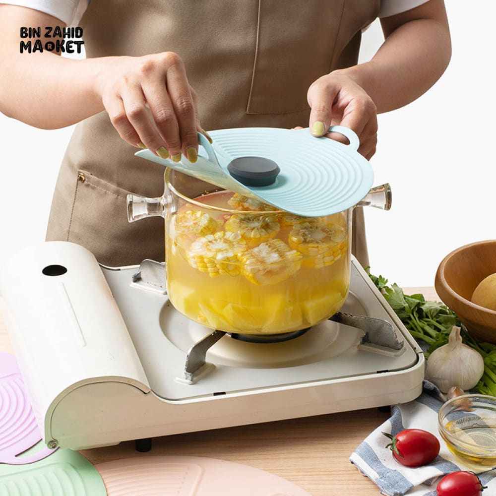 MULTI-SIZE REUSABLE SILICONE POT LID COVER SET – 5 PIECES FOOD FRESHNESS SEALING COVERS