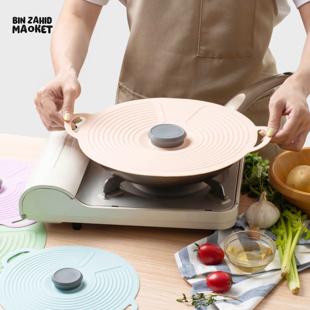 MULTI-SIZE REUSABLE SILICONE POT LID COVER SET – 5 PIECES FOOD FRESHNESS SEALING COVERS