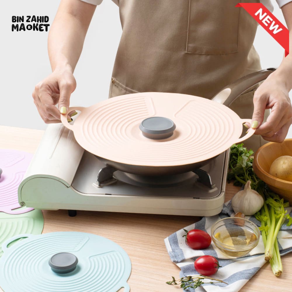 MULTI-SIZE REUSABLE SILICONE POT LID COVER SET – 5 PIECES FOOD FRESHNESS SEALING COVERS