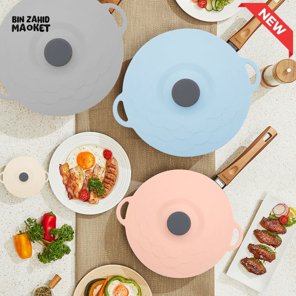 MULTI-SIZE REUSABLE SILICONE POT LID COVER SET – 5 PIECES FOOD FRESHNESS SEALING COVERS