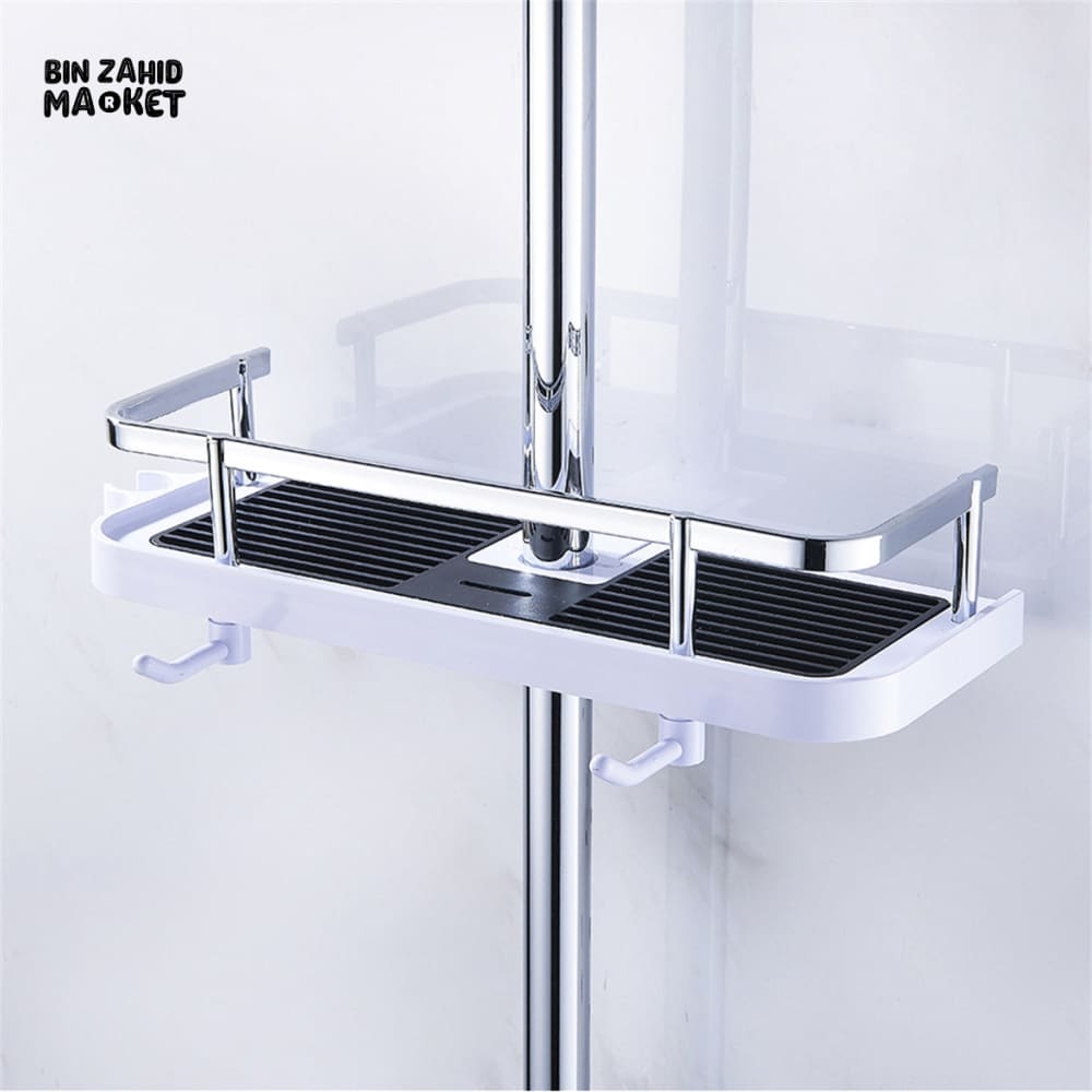 MULTIFUNCTION BATHROOM ORGANIZER LIFTING ROD SOAP HOLDER SHOWER SHELF STORAGE RACK