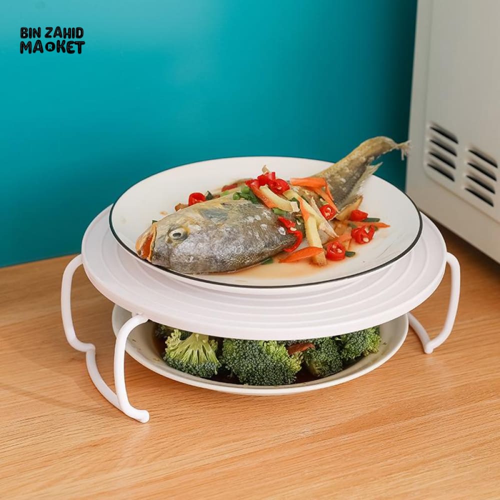 MULTIFUNCTION INSULATED HEATING TRAY – MICROWAVE STEAMING RACK & SHELF PLASTIC KITCHEN GADGET COOKING TOOL