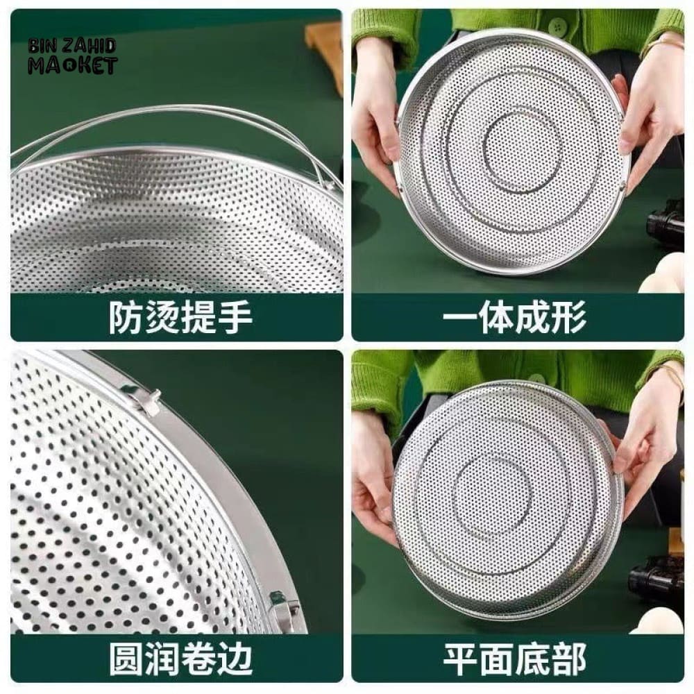 MULTIFUNCTION STAINLESS FOOD STEAMER STEAMING RACK BASKET WITH HANDLE EASY USE COOKING UTENSILS