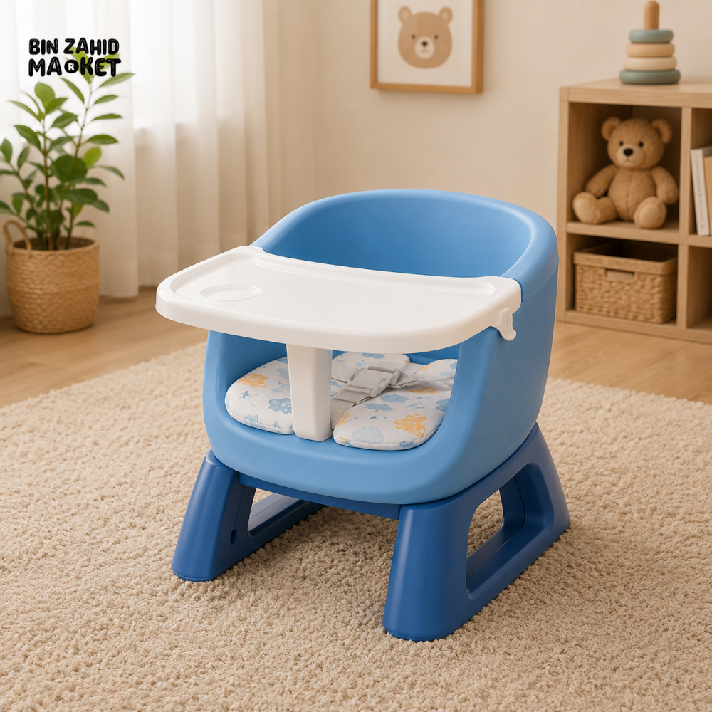 MULTIFUNCTIONAL BABY FEEDING CHAIR WITH TRAY FOR TODDLERS - BLUE