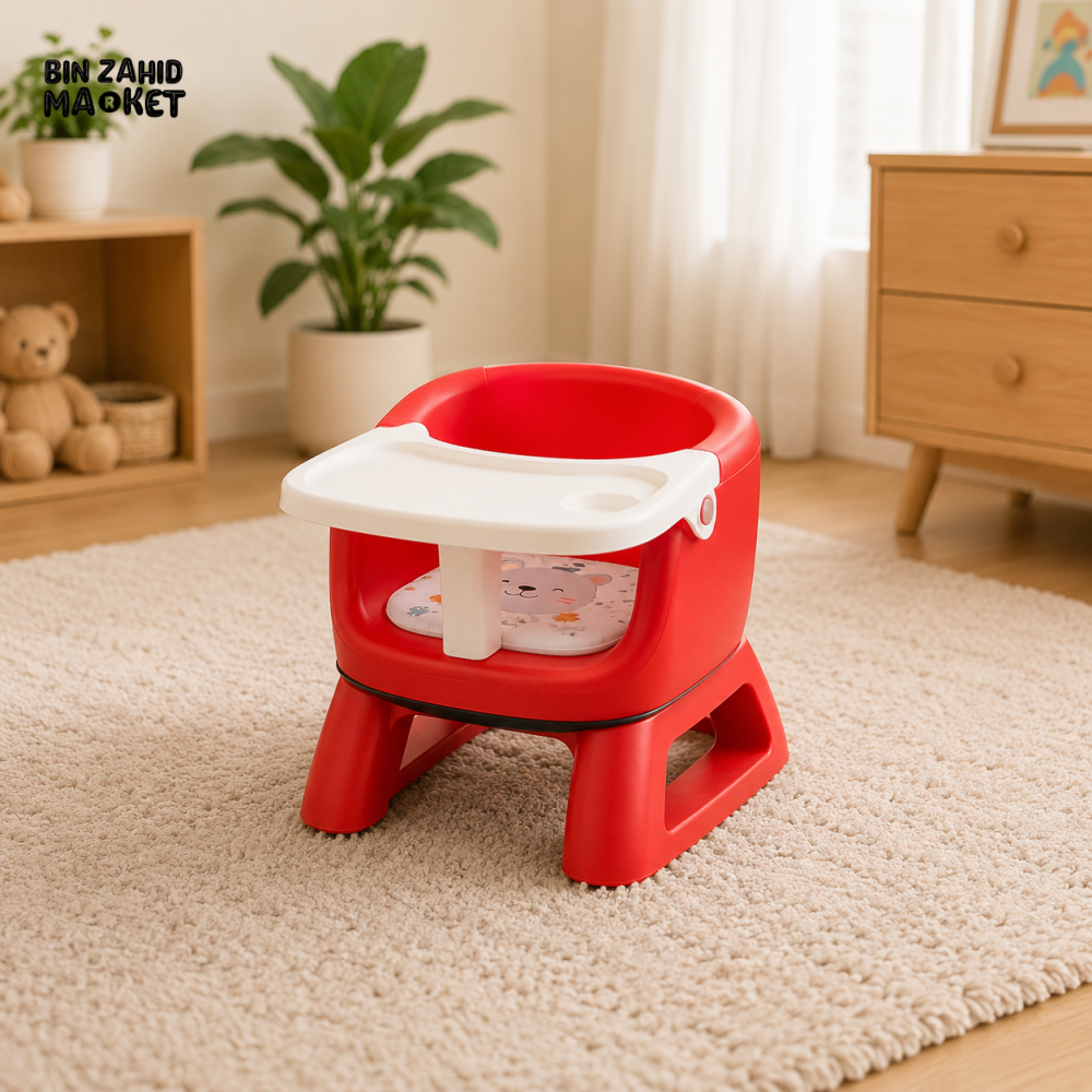 MULTIFUNCTIONAL BABY FEEDING CHAIR WITH TRAY FOR TODDLERS - RED