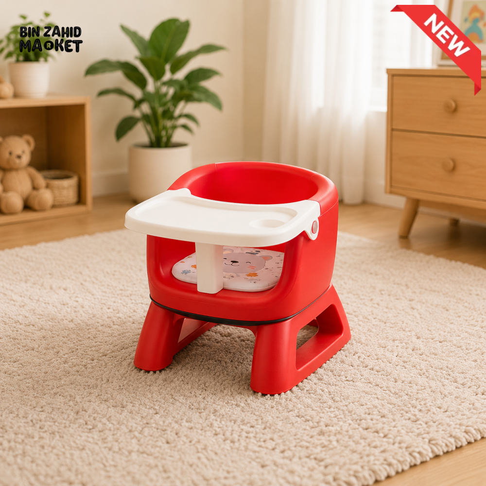 MULTIFUNCTIONAL BABY FEEDING CHAIR WITH TRAY FOR TODDLERS - RED