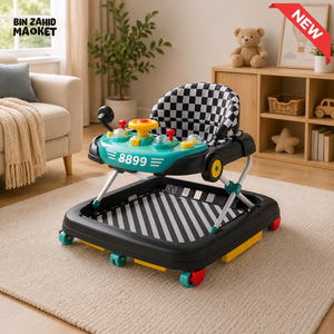 MULTIFUNCTIONAL BABY WALKER WITH FOOT MAT - GREEN