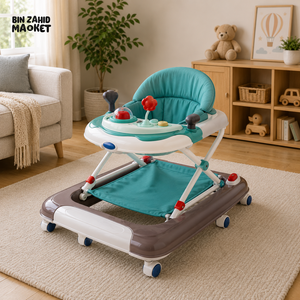 MULTIFUNCTIONAL BABY WALKER WITH FOOT SUPPORT MAT - BROWN