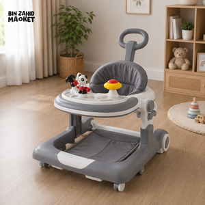 MULTIFUNCTIONAL BABY WALKER WITH PUSH HANDLE - GREY