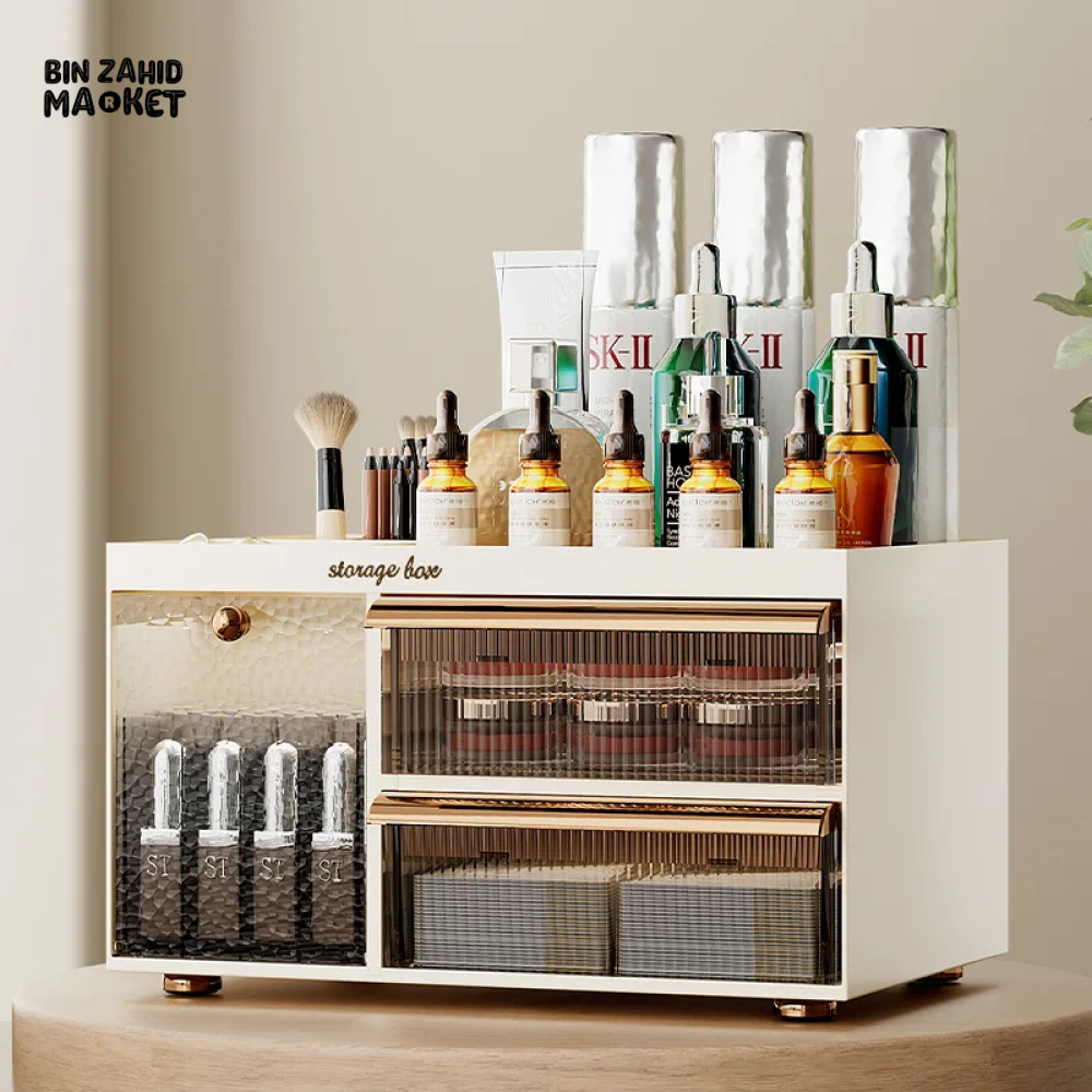 MULTIFUNCTIONAL DRAWER MAKEUP BOX COSMETIC & SKINCARE STORAGE FOR DESKTOP DORMITORY & VANITY