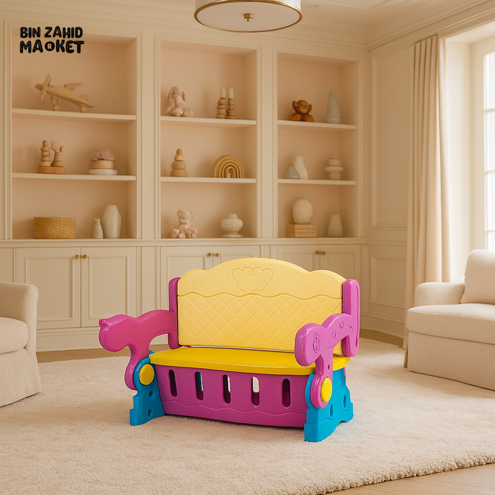 MULTIFUNCTIONAL KIDS PICNIC & STUDY CHAIR WITH STORAGE 3-IN-1 PLASTIC TODDLER SEAT