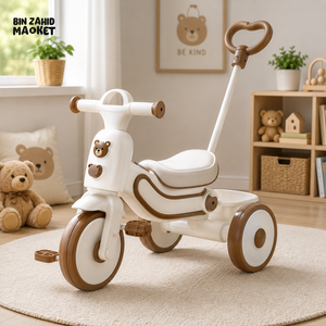 MULTIFUNCTIONAL KIDS TRICYCLE WITH PUSH HANDLE - WHITE