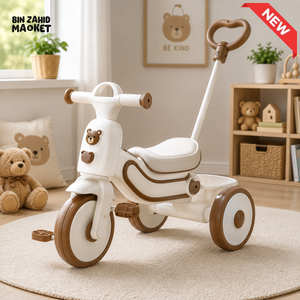 MULTIFUNCTIONAL KIDS TRICYCLE WITH PUSH HANDLE - WHITE