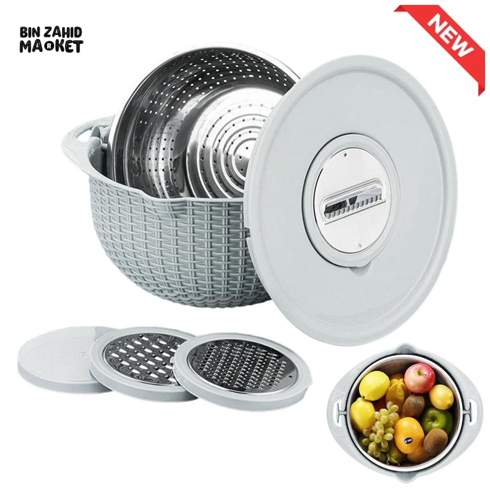 MULTIFUNCTIONAL STAINLESS STEEL STRAINER & DRAIN BASKET BOWL SET