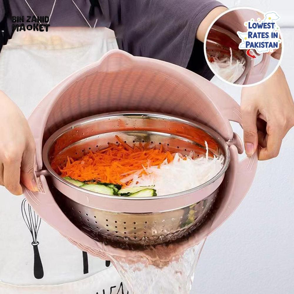 MULTIFUNCTIONAL STAINLESS STEEL STRAINER & DRAIN BASKET BOWL SET