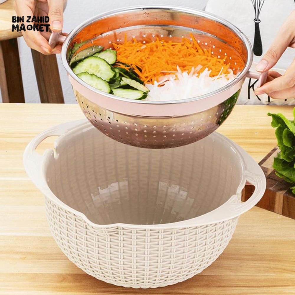 MULTIFUNCTIONAL STAINLESS STEEL STRAINER & DRAIN BASKET BOWL SET