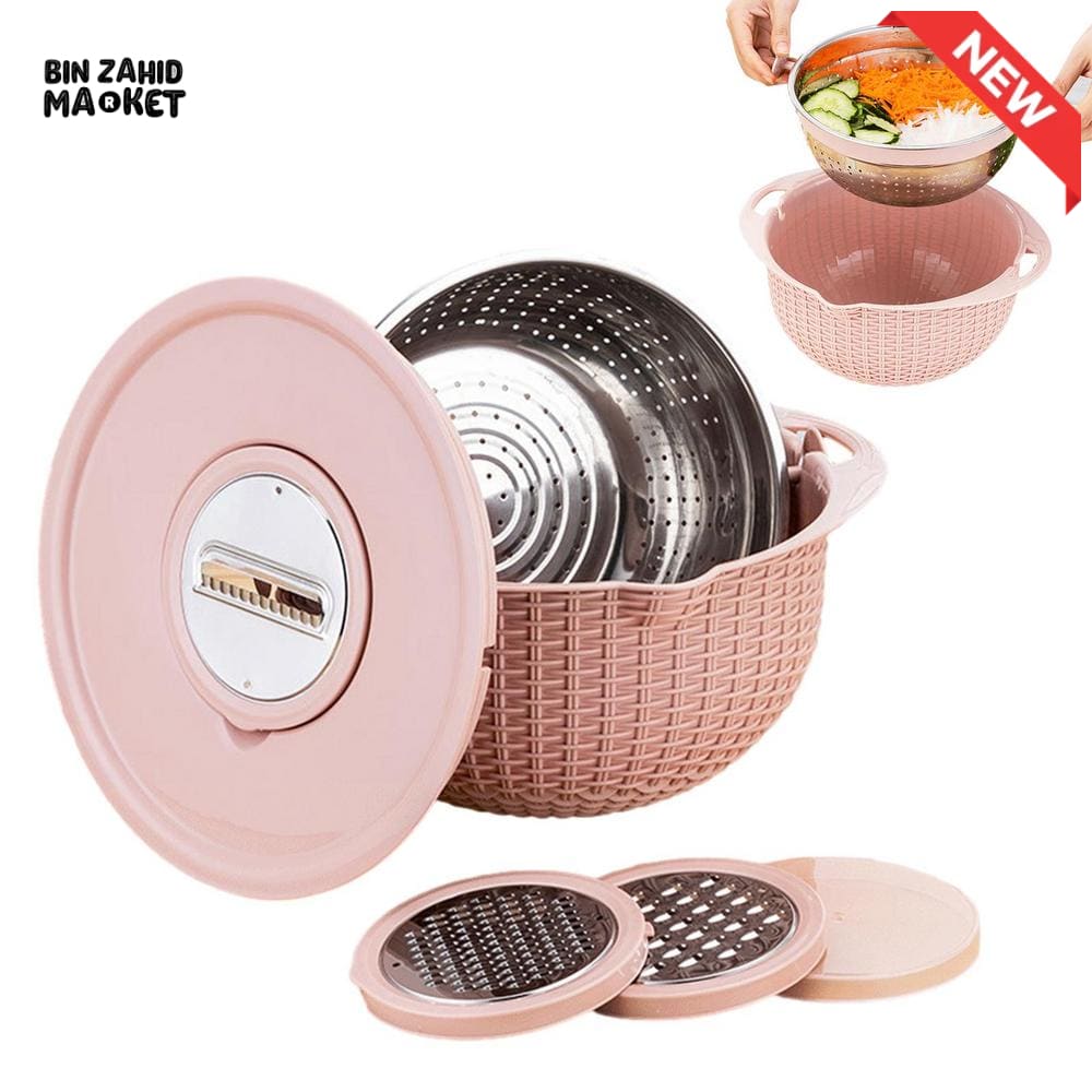 MULTIFUNCTIONAL STAINLESS STEEL STRAINER & DRAIN BASKET BOWL SET