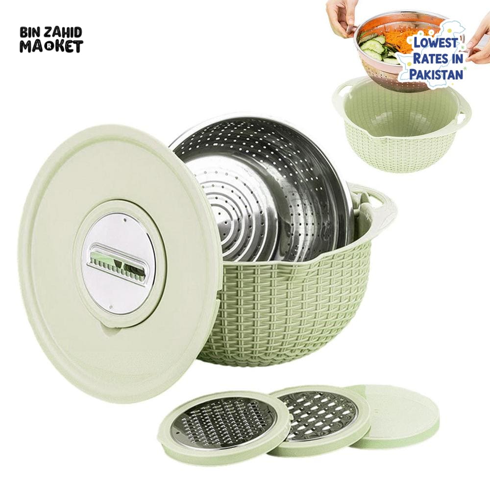 MULTIFUNCTIONAL STAINLESS STEEL STRAINER & DRAIN BASKET BOWL SET