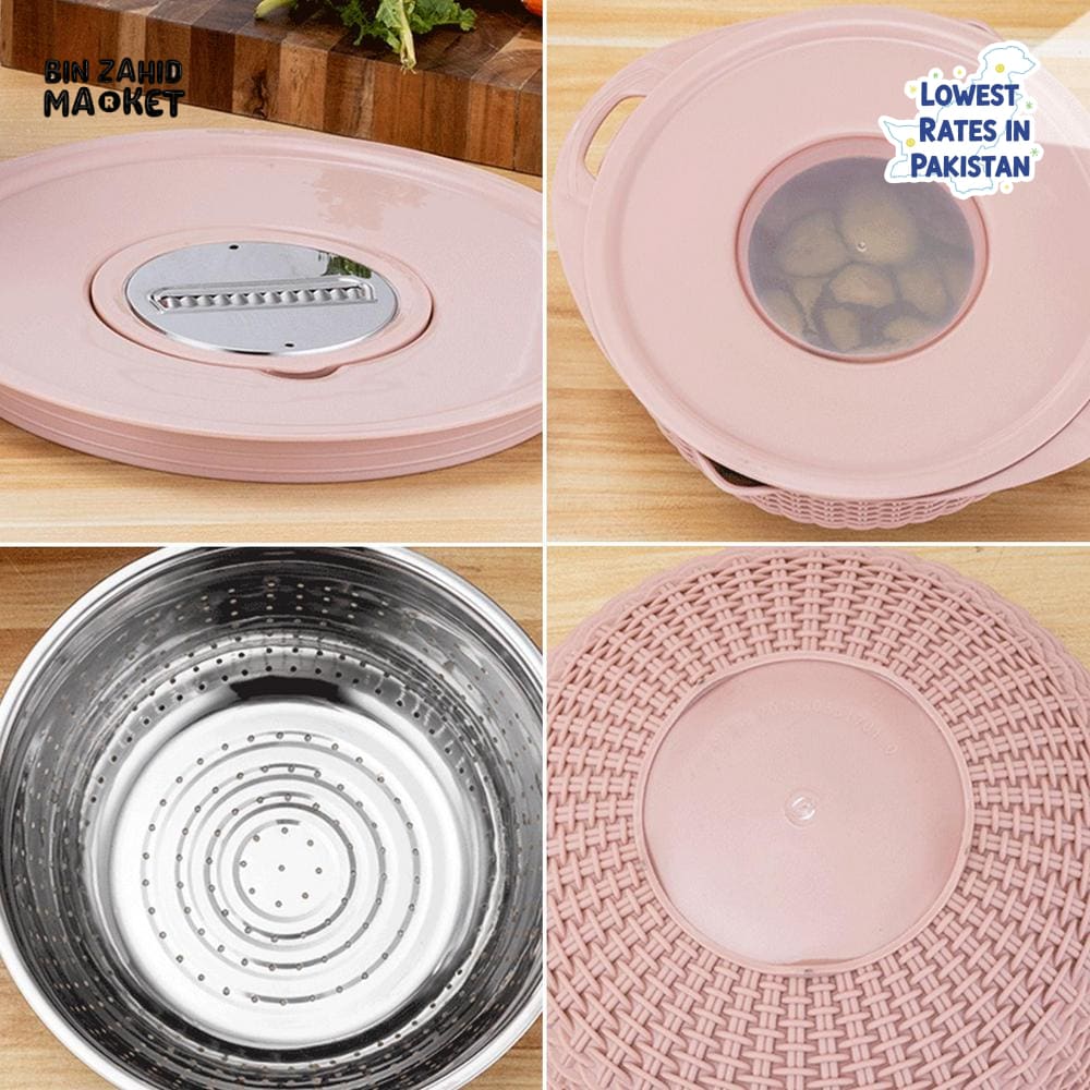 MULTIFUNCTIONAL STAINLESS STEEL STRAINER & DRAIN BASKET BOWL SET
