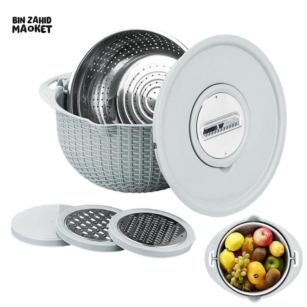 MULTIFUNCTIONAL STAINLESS STEEL STRAINER & DRAIN BASKET BOWL SET