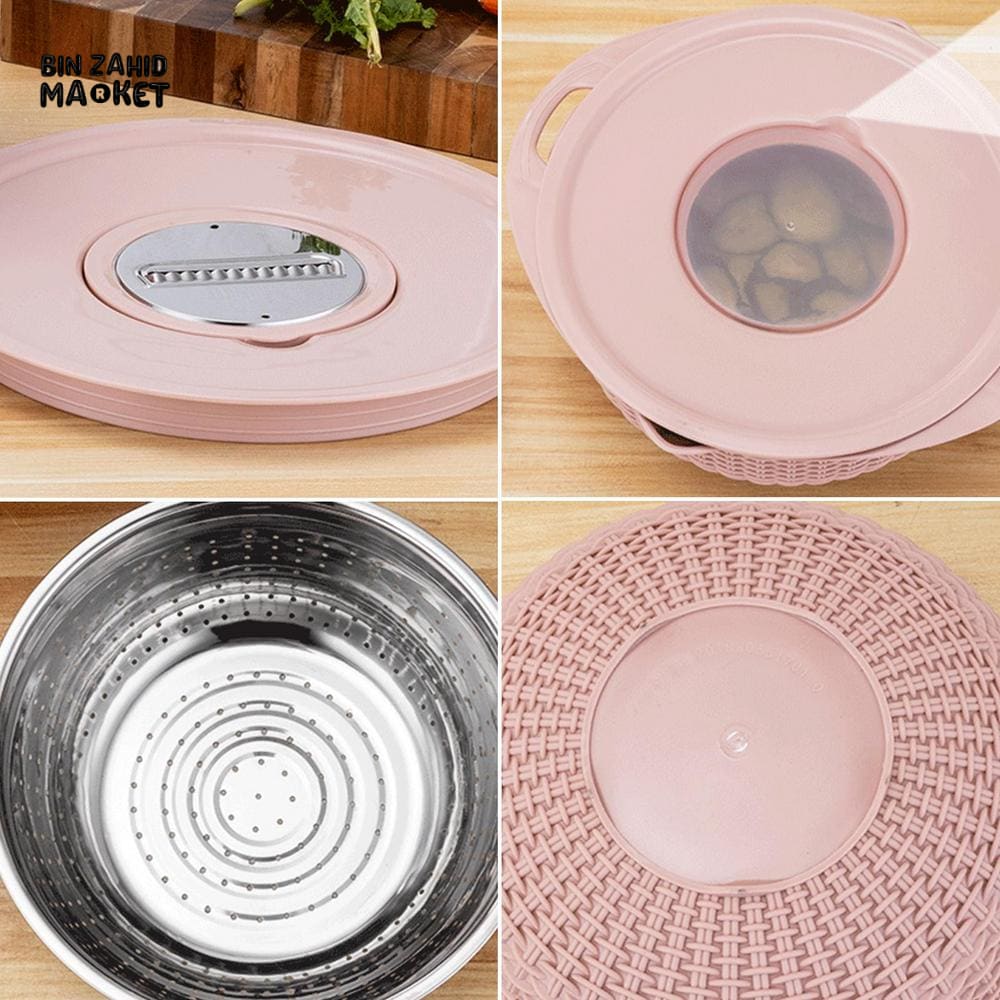 MULTIFUNCTIONAL STAINLESS STEEL STRAINER & DRAIN BASKET BOWL SET