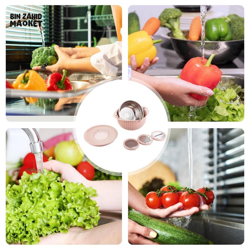 MULTIFUNCTIONAL STAINLESS STEEL STRAINER & DRAIN BASKET BOWL SET