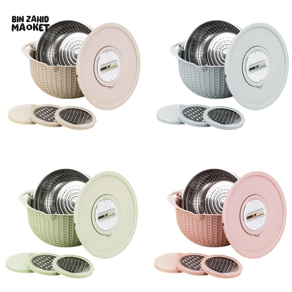 MULTIFUNCTIONAL STAINLESS STEEL STRAINER & DRAIN BASKET BOWL SET