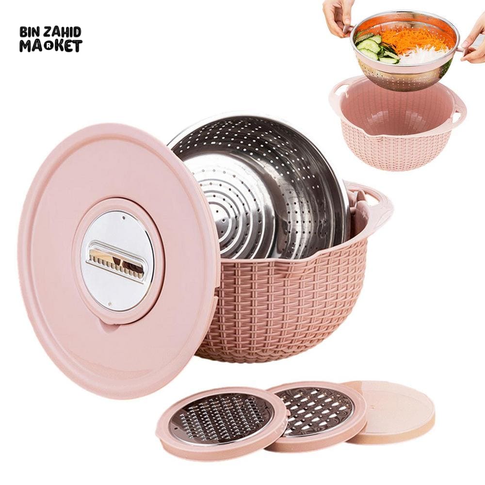 MULTIFUNCTIONAL STAINLESS STEEL STRAINER & DRAIN BASKET BOWL SET