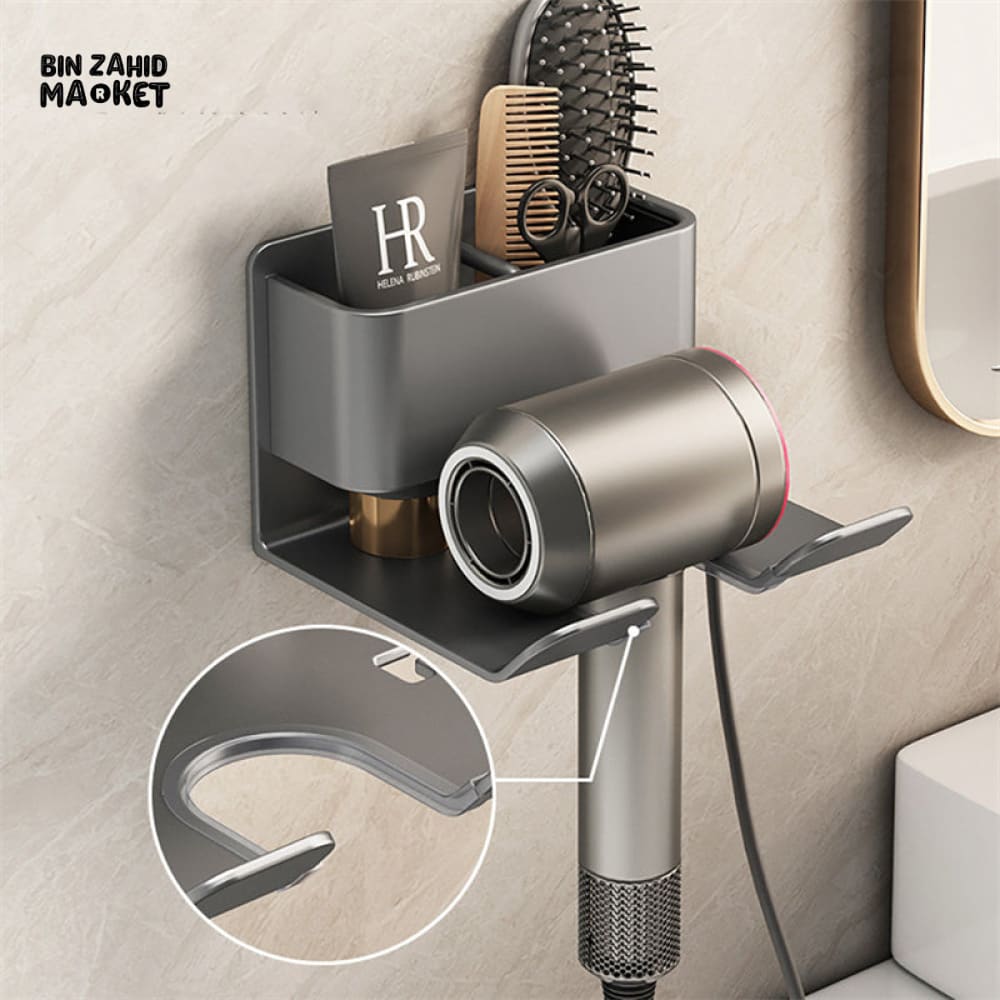 MULTIFUNCTIONAL WALL MOUNT HAIR DRYER & BATHROOM ORGANIZER