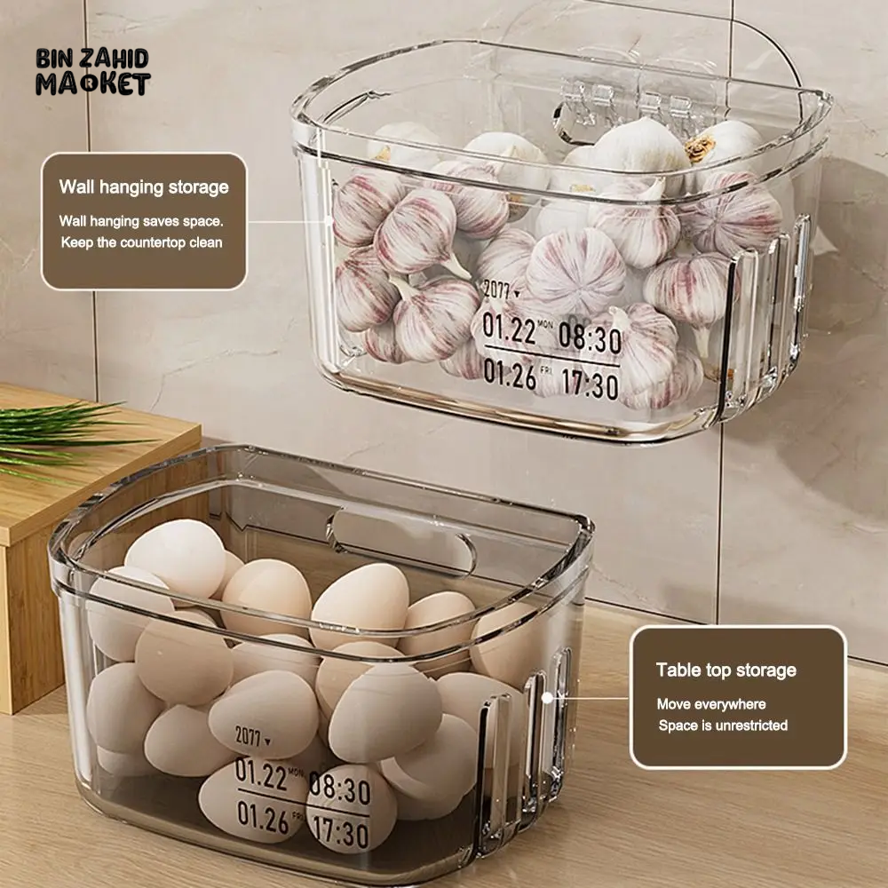 MULTIFUNCTIONAL WALL-MOUNTED STORAGE BASKET – PLASTIC DURABLE SPACE-SAVING VEGETABLE ORGANIZER
