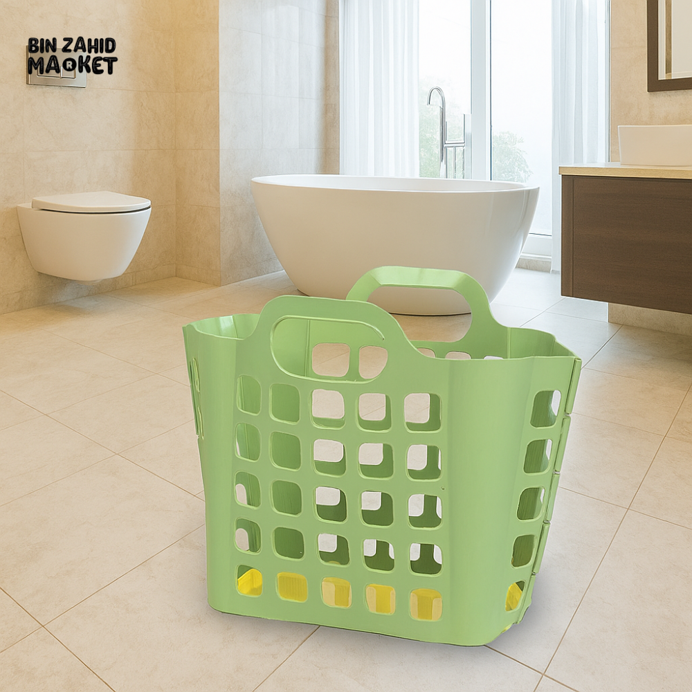 MULTIPURPOSE PLASTIC LAUNDRY BASKET – DURABLE STORAGE BIN FOR WASHROOM & HOME USE