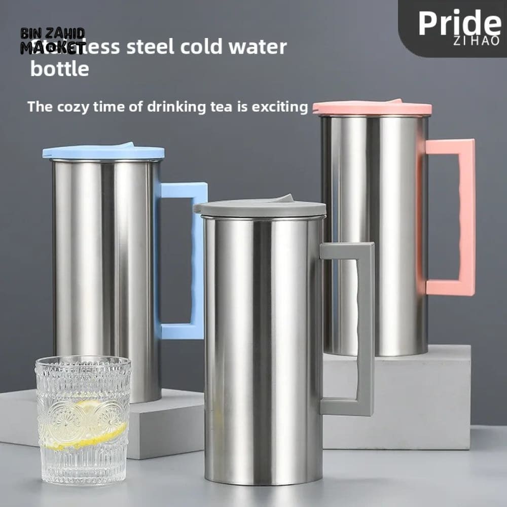 MULTIPURPOSE STAINLESS STEEL WATER PITCHER – WITH LID FOR JUICE ICED TEA & COFFEE MILK