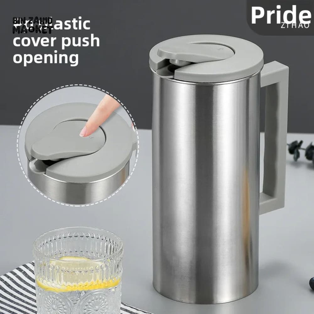 MULTIPURPOSE STAINLESS STEEL WATER PITCHER – WITH LID FOR JUICE ICED TEA & COFFEE MILK