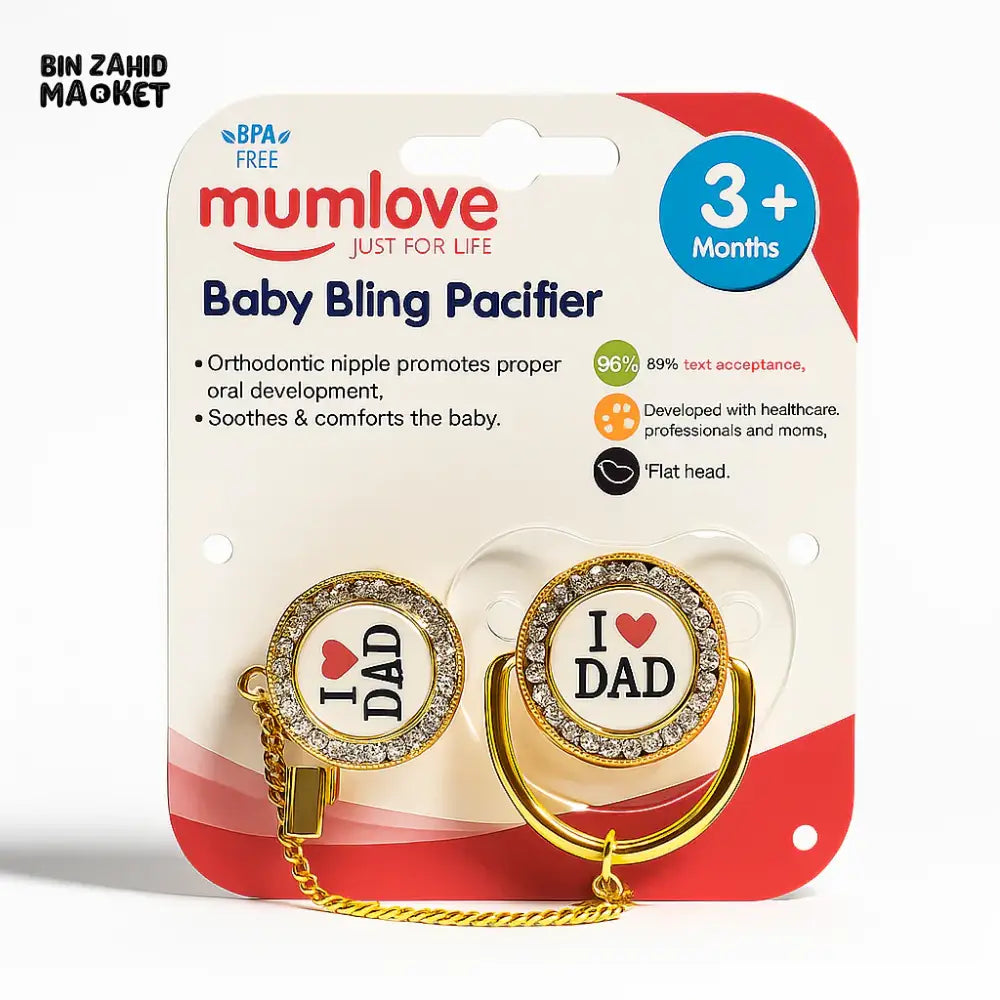 MUMLOVE BABY BLING PACIFIER SET DAD