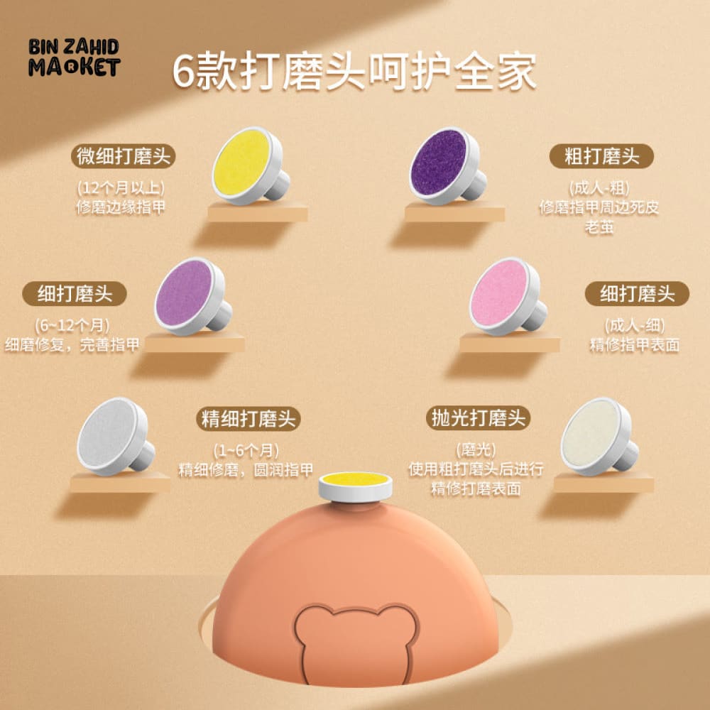 MUMLOVE BABY NAIL TRIMMER ELECTRIC WITH 6 GRINDING HEADS – SAFE & QUIET FOR NEWBORN TO ADULT