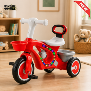 MUSICAL KIDS TRICYCLE WITH STORAGE BASKET - RED