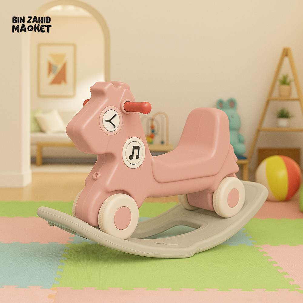 MUSICAL ROCKING HORSE RIDE-ON TOY FOR TODDLERS - PINK
