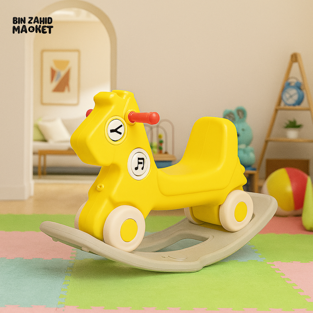 MUSICAL ROCKING HORSE RIDE-ON TOY FOR TODDLERS - YELLOW
