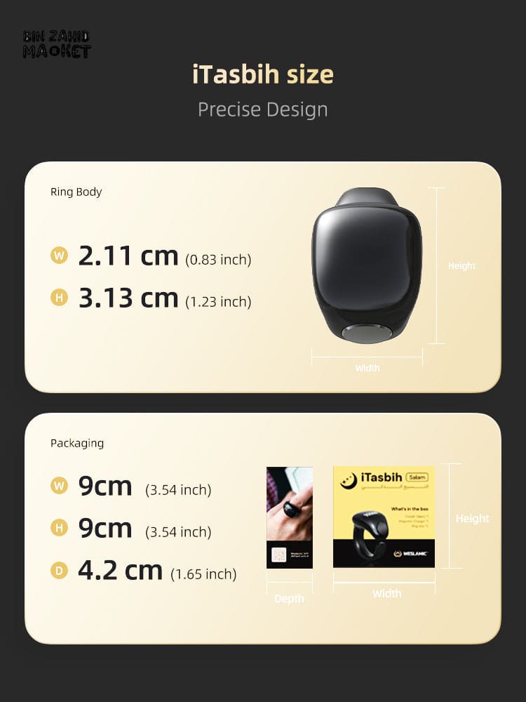 MUSLIM SMART PRAYER RING – WATERPROOF DIGITAL TALLY COUNTER WITH PRAYER TIME & VIBRATION REMINDER