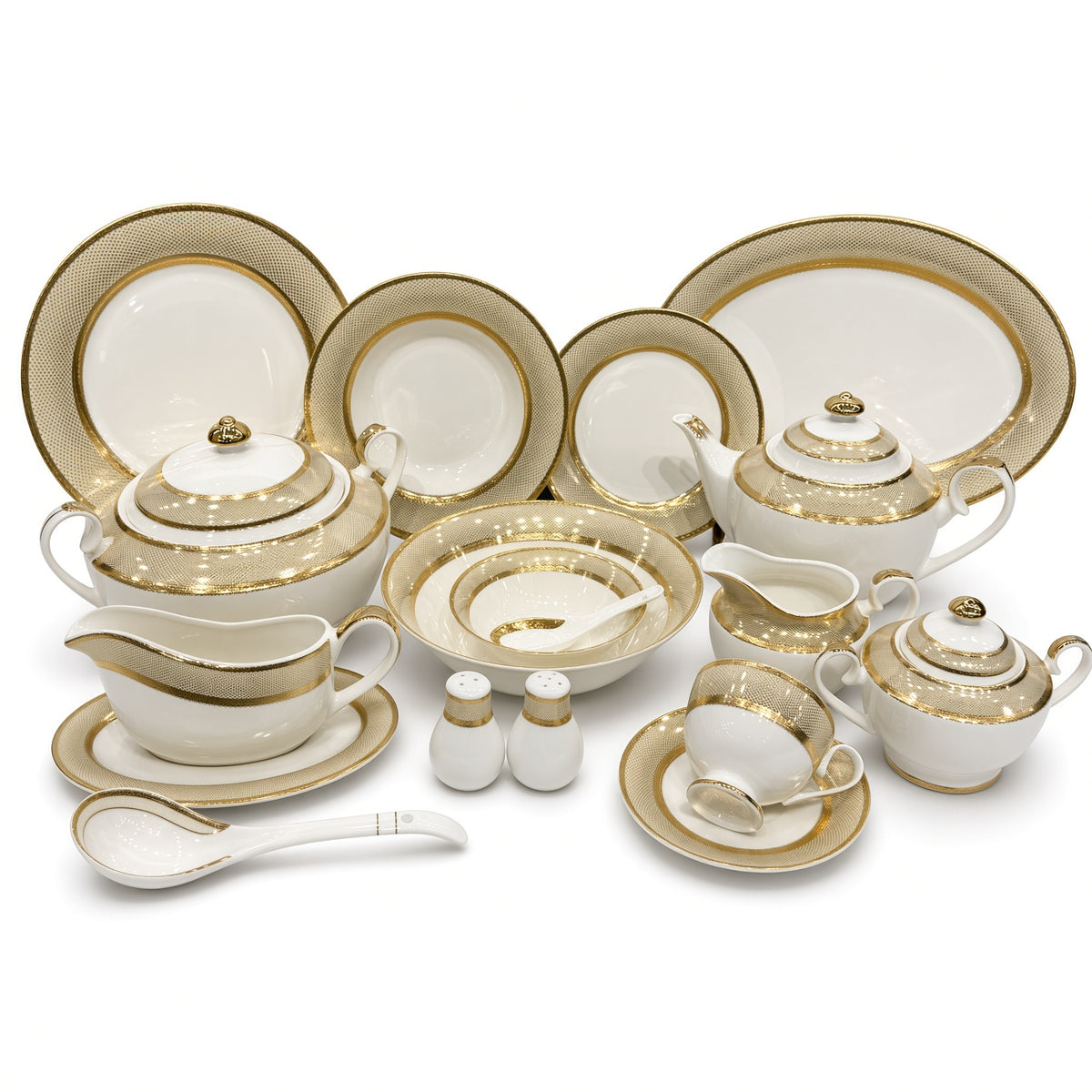 Yamasen Japan Inspired Gold Border Gold Plated Porcelain Dinner Set