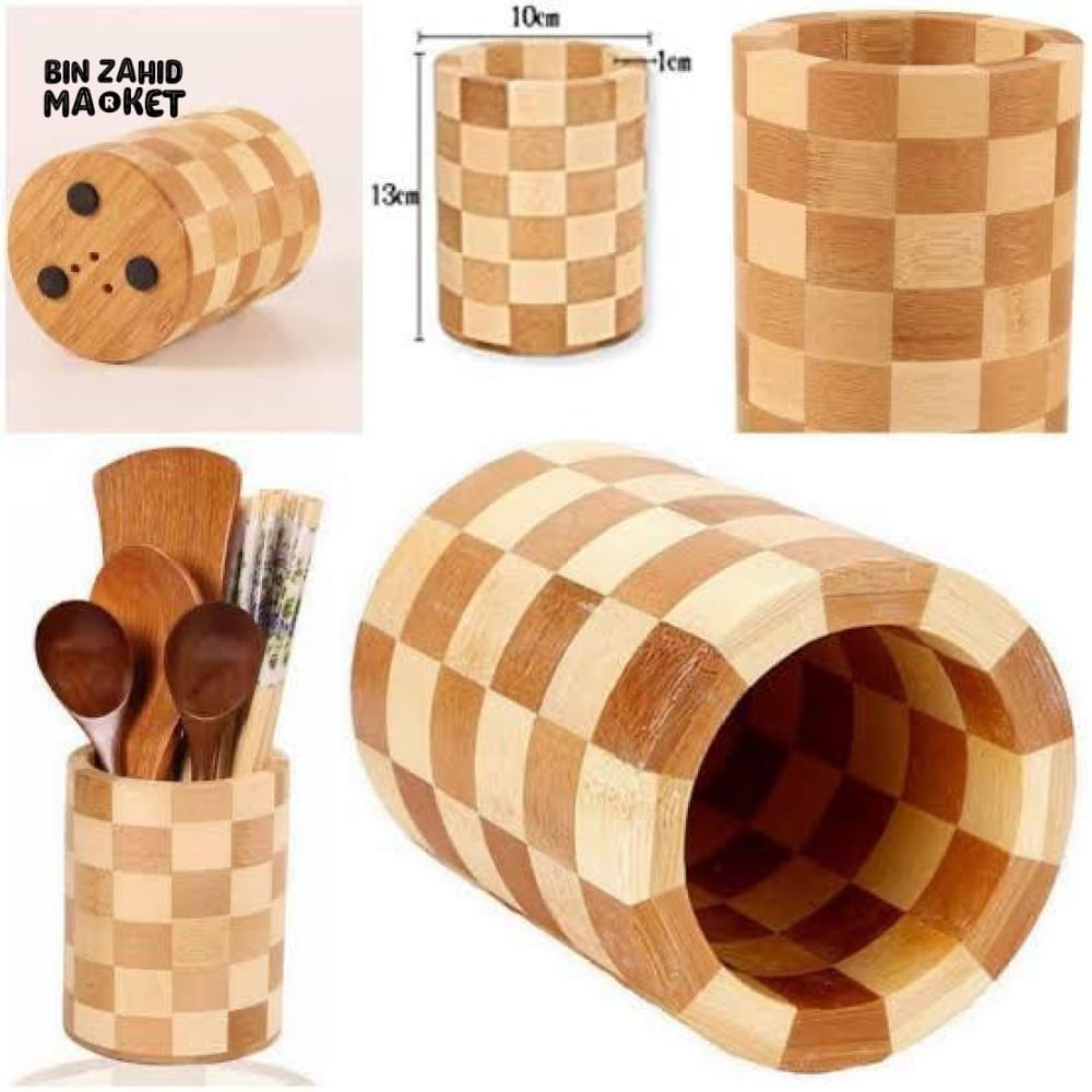NATURAL WOOD SPOON STAND – COUNTERTOP UTENSIL HOLDER
