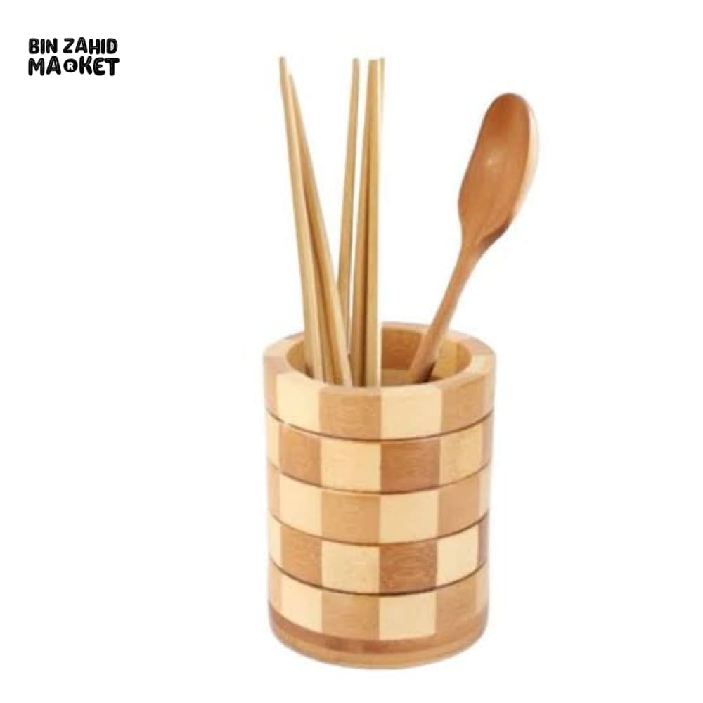NATURAL WOOD SPOON STAND – COUNTERTOP UTENSIL HOLDER