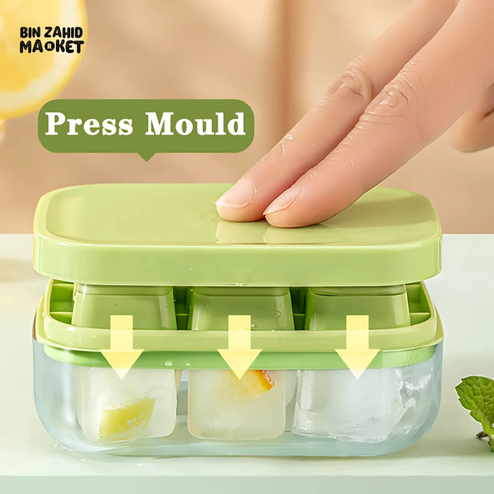 NEW DURABLE PUSH RELEASE MINI ICE CUBE MOULD WITH LID SQUARE SILICONE ICE TRAY FOR HOME AND PARTIES – 6 GRIDS