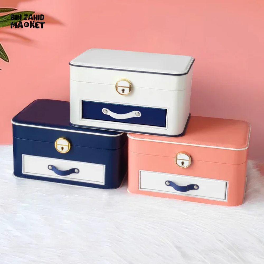 NEW LEATHER JEWELRY BOX PACKAGING BOX FOR NECKLACE HAIRPIN & PEARL ACCESSORIES - CHILDREN'S DESKTOP JEWELRY ORGANIZER