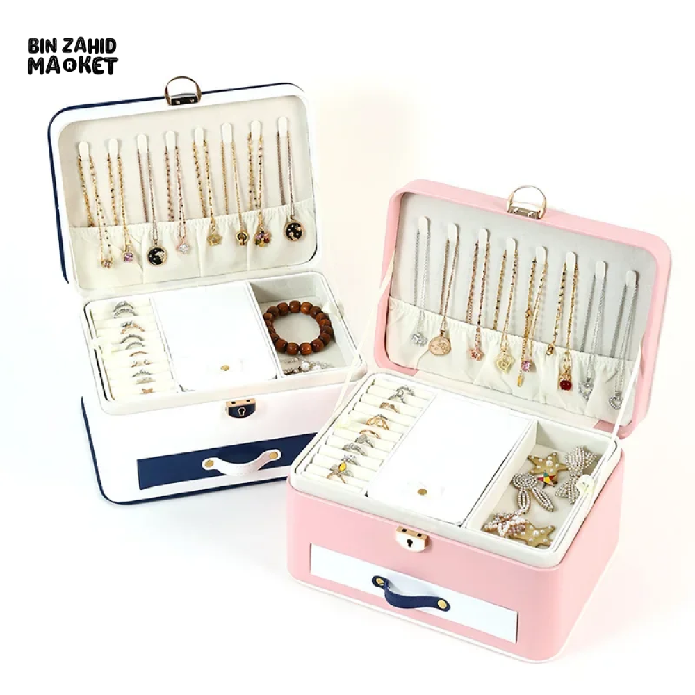 NEW LEATHER JEWELRY BOX PACKAGING BOX FOR NECKLACE HAIRPIN & PEARL ACCESSORIES - CHILDREN'S DESKTOP JEWELRY ORGANIZER