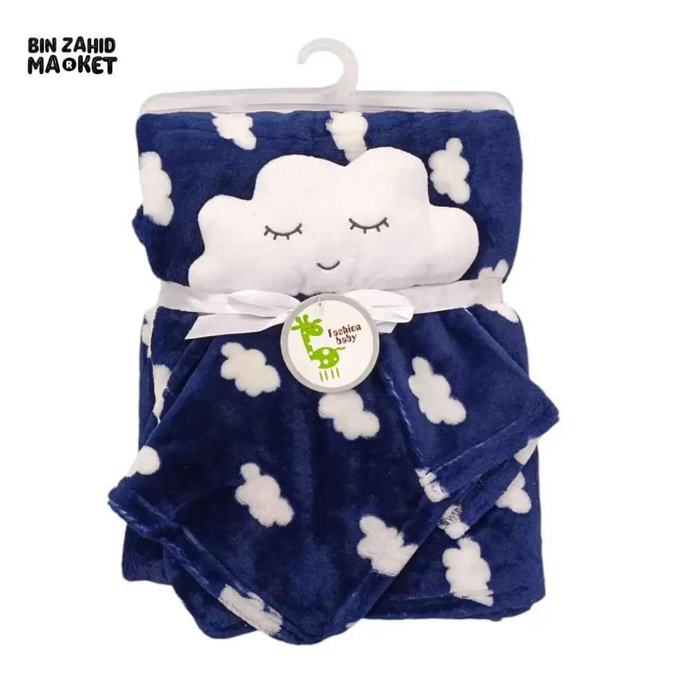 NEWBORN & INFANT BLANKET WITH TOY – SINGLE PLY SKIN-FRIENDLY 3M+ - CLOUDY