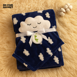 NEWBORN & INFANT BLANKET WITH TOY – SINGLE PLY SKIN-FRIENDLY 3M+ - CLOUDY
