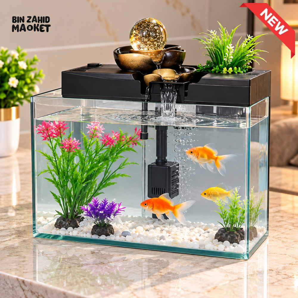 NIGHT SHINING PEARL FISH TANK WITH WATER FOUNTAIN AND FILTER - Aquariums