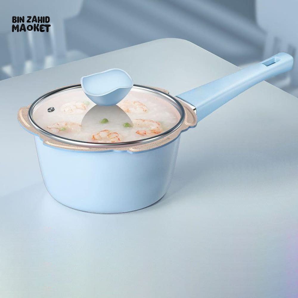 NON STICK SAUCEPAN WITH GLASS LID - BLUE